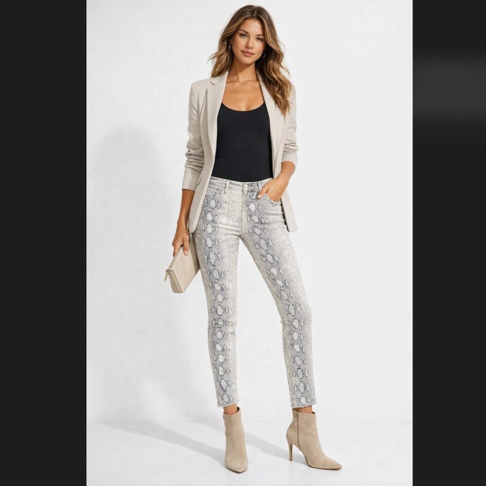 Joe’s Jeans Luna 29 High Rise Cigarette Ankle Snake Print Gray Stretch Trendy
